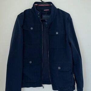 Tommy Hilfiger navy blue stripped 4 pocket jacket with mesh inside lining ( M )